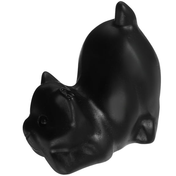 MLINS Hand Carved Black Obsidian Cat Sculpture for Home Decor Elegant Feng Shui Figurine for Cat Lovers