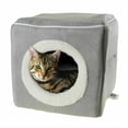 thumbnail image 1 of Cat Cube Hideout Cave Gray 12 x 12 Removable Cushion Kitty Cavern Bed, 1 of 2