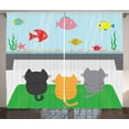 thumbnail image 1 of Ambesonne Cat Curtains 2 Panel Set, Cats Looking at Fishtank, 108" x 108", Multicolor, 1 of 3