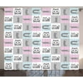 thumbnail image 1 of Ambesonne Cat Curtains 2 Panel Set, Pastel Checkered Funny Animal, 108" x 96", Multicolor, 1 of 3