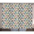 thumbnail image 1 of Ambesonne Cat Curtains 2 Panel Set, Retro Hipster Bow Ties, 108" x 63", Multicolor, 1 of 3