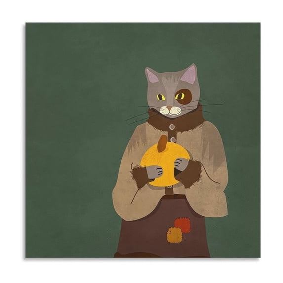 Cat Cute Animal-d Wall Art Poster Scroll Canvas Painting Picture Living Room Decor Home 12x12inch(30x30cm)
