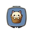 thumbnail image 1 of Cat Cute Chibi in Basket Travel Makeup Handbag Purse Small Pocket Compact Mirror, 1 of 7