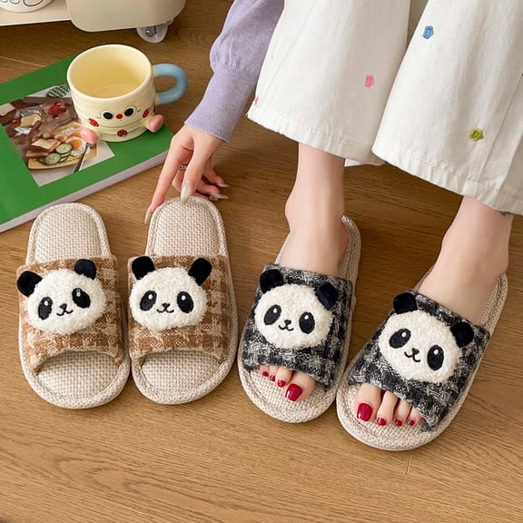 Cat Cute Cozy Fuzzy Slippers For Women Winter Warm Plush Comfy Indoor Outdoor Slippers Brown 39