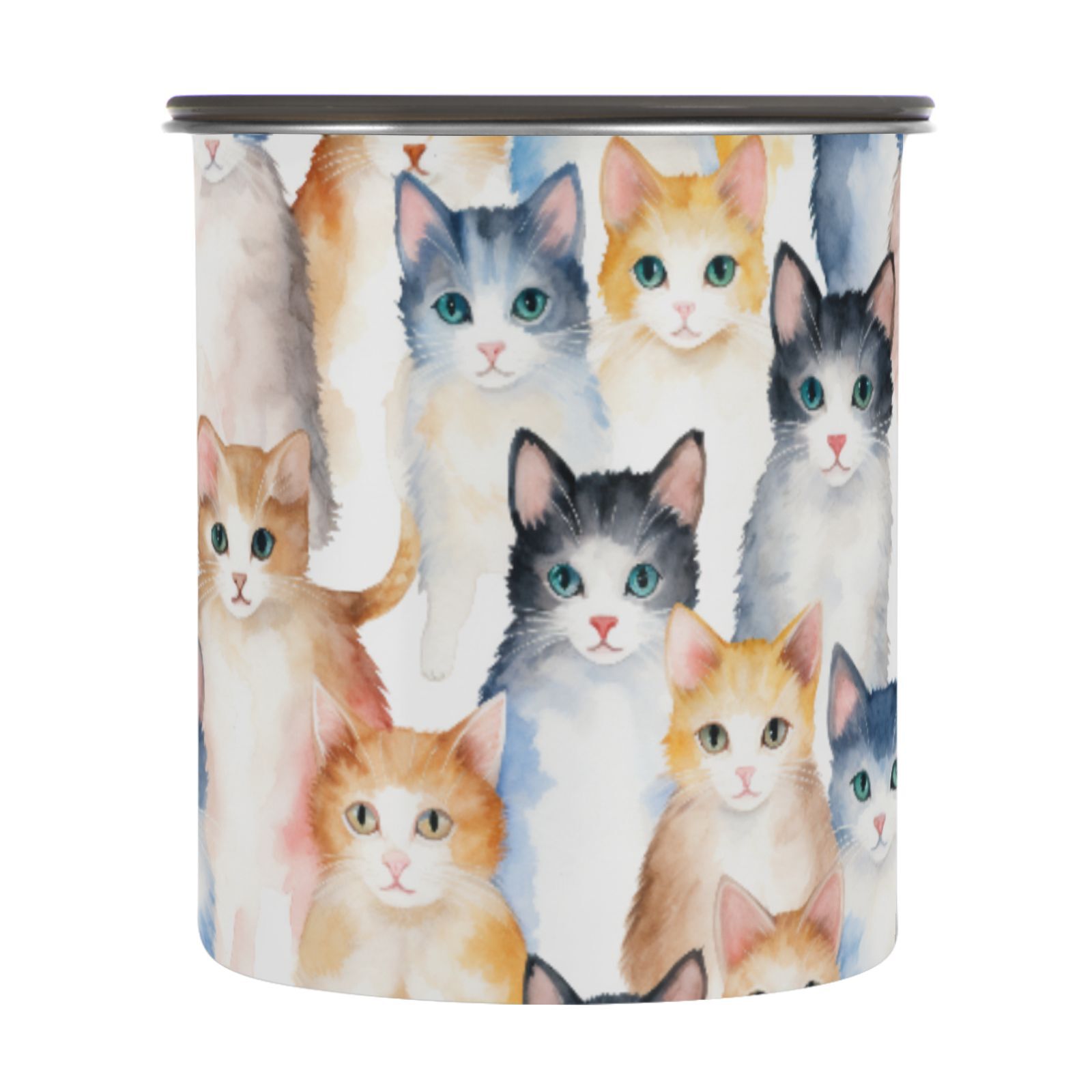 Cat Cute Kitten Airtight Coffee Bean Canister 30oz Food Storage Containers with Lids For Gournd, Tea, Sugar, Flour, Rice, Cereal, Candy Cookie Jar