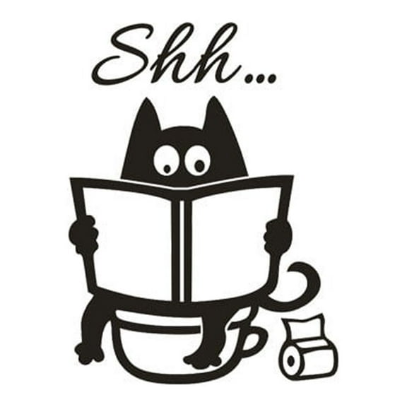 Cat Cute Shh Toilet Art Removable Room Mural Wall Stickers Home Home Wall Stickers Home Decor