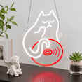 Cat DJ Neon Sign with Red Warm White Glow, Vinyl Record LED Light for ...