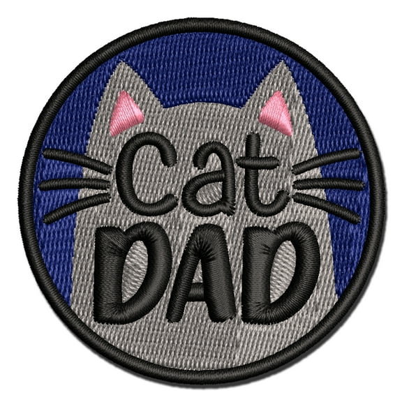 Cat Dad Applique Multi-Color Embroidered Hook & Loop Patch - 3 Inch Medium
