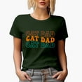 thumbnail image 1 of Cat Dad, Cat Owner or Lover Fathers Themed, Groovy Retro Wavy Text Merch Gift, Military Green T-Shirt, XL, 1 of 5