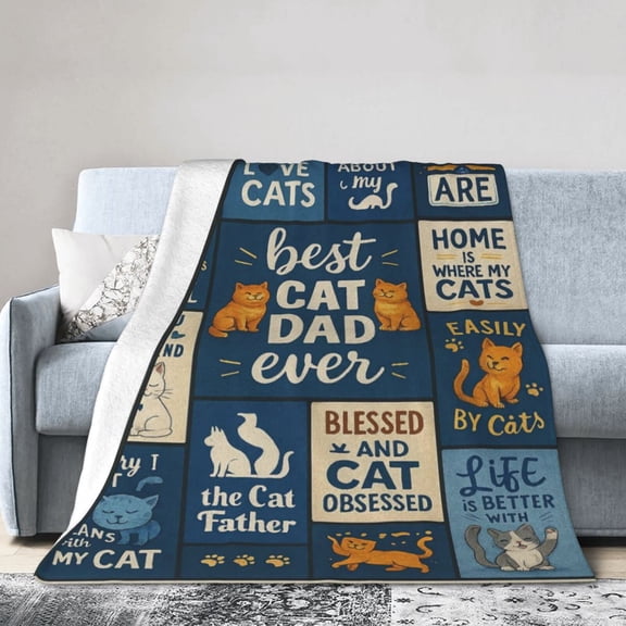 Cat Dad Fathers Day Birthday Gifts for Men, Fathers Day Birthday Gifts for Cat Lovers Blanket, Cool Cats Lovers Gift for Men, Funny Cats Themed Gift Ideas 50x40