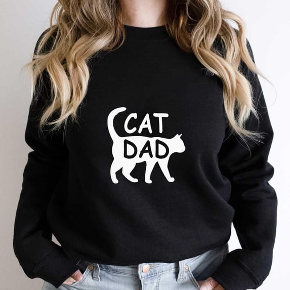 Cat Dad Funny Father's Day Kitty Daddy Papa Christmas Graphic SW2980 Unisex Sweatshirt, Up to Size 5XL