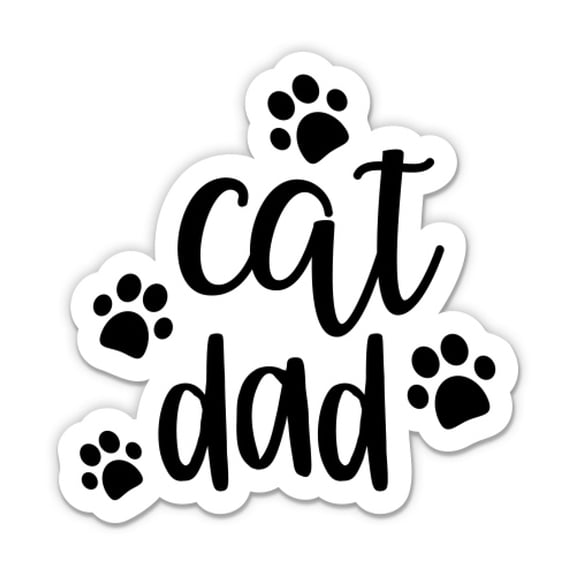 Cat Dad Funny I Love My Cat - 3" Vinyl Sticker - For Car Laptop Water Bottle Phone - Waterproof Decal