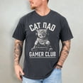 thumbnail image 1 of Cat Dad Gamer Club T-Shirt – Funny Cat Lover Graphic Tee with Headphone & Game Controller Design for Gaming Enthusiasts, 1 of 6