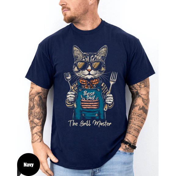 Cat Dad Grill Master BBQ Lover T-Shirt