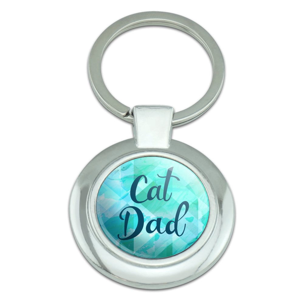 Cat Dad Keychain Classy Round Chrome Plated Metal - Walmart.com