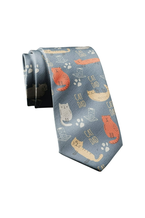 Cat Dad Necktie Funny Neckties for Men Nerdy Cat Tie Mens Novelty Neckties