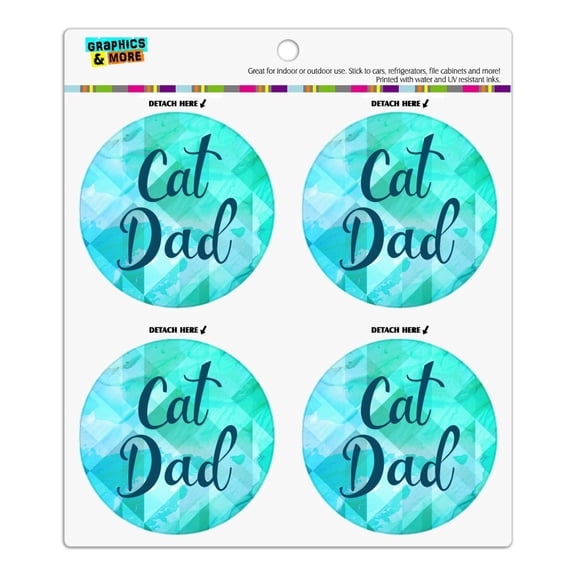 Cat Dad Refrigerator Fridge Locker Vinyl Circle Magnet Set