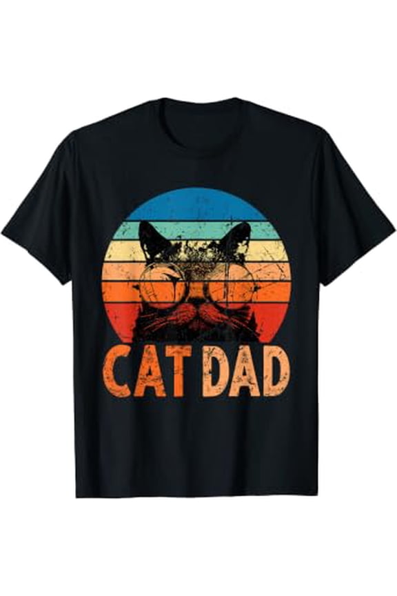 Cat Dad Shirt Daddy Retro Cat Dad Men Father's Day T-Shirt