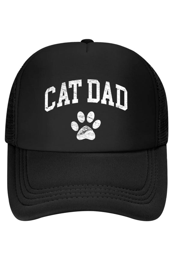 Cat Dad - Vintage Distressed Design - Funny Cat Paw Baseball Cap