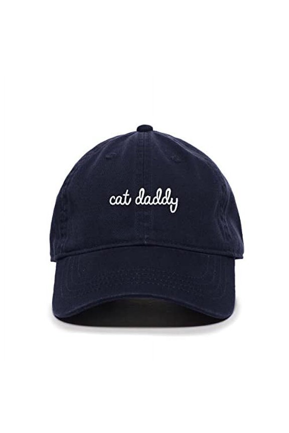 Cat Daddy Baseball Cap Embroidered Cotton Adjustable Dad Hat Navy