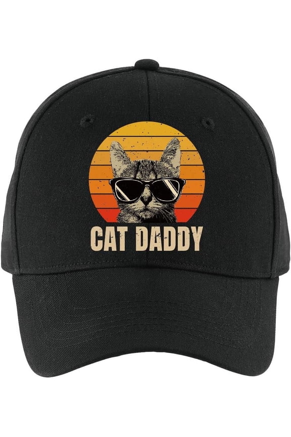Cat Daddy Fun Baseball Cap, Vintage Adjustable Cotton Cap, Funny Retirement Gift for Man Woman Cat Lovers Cat Mom