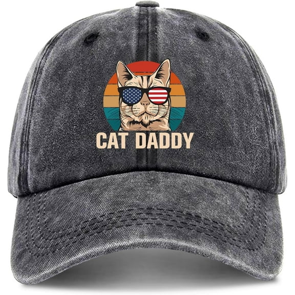 Cat Daddy,Funny Baseball Cap,Men Dad Hat,Cat Lover Hat,Funny Trucker Hats with Sayings,Humor Caps,Adjustable Cotton Baseball Cap Black