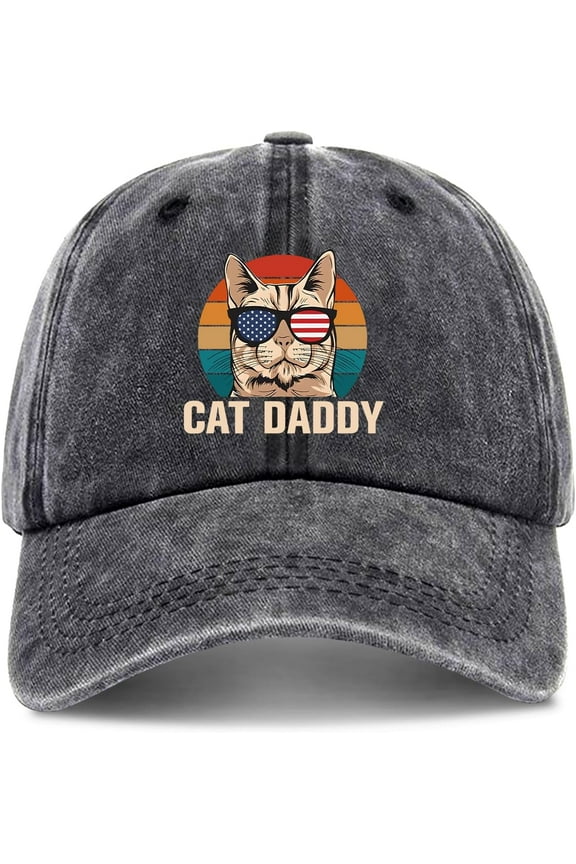 Cat Daddy,Funny Baseball Cap,Men Dad Hat,Cat Lover Hat,Funny Trucker Hats with Sayings,Humor Caps,Adjustable Cotton Baseball Cap Black