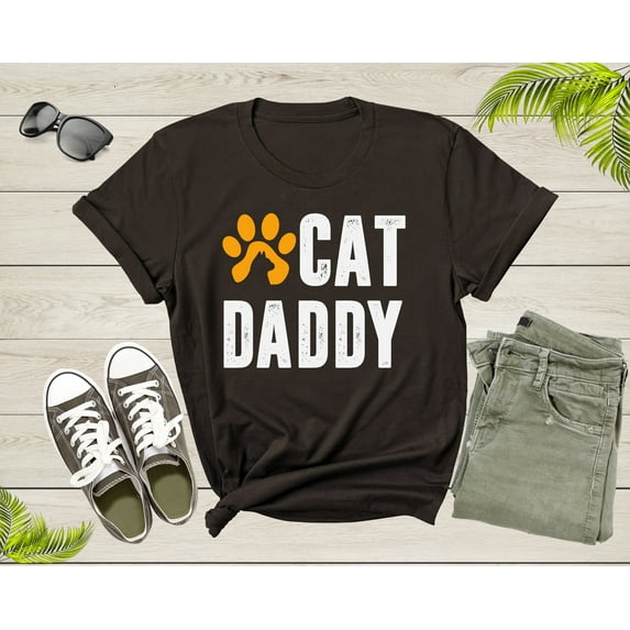 Cat Daddy Happy Birthday Step Dad Fathers Day Gift Cat Lover Shirt Cat Dad Gift Animal Lover Tshirt Best Gift For Dad Cat Father T-Shirt