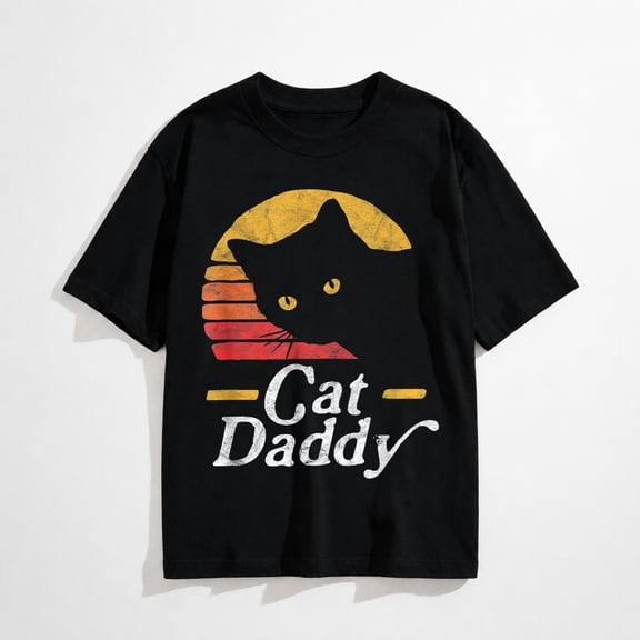 Cat Daddy Vintage Eighties Style Cat Retro Distressed T-Shirt