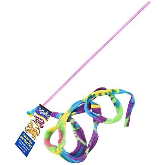 2 Pack CAT DANCER Cat Charmer Colorful Ribbon Exercise Toy- 2 Pack Tie Dye