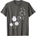 thumbnail image 1 of Cat Dandelion Flower Unisex T-Shirt for Men Women Kids Toddler,Charcoal Color,Size L, 1 of 5