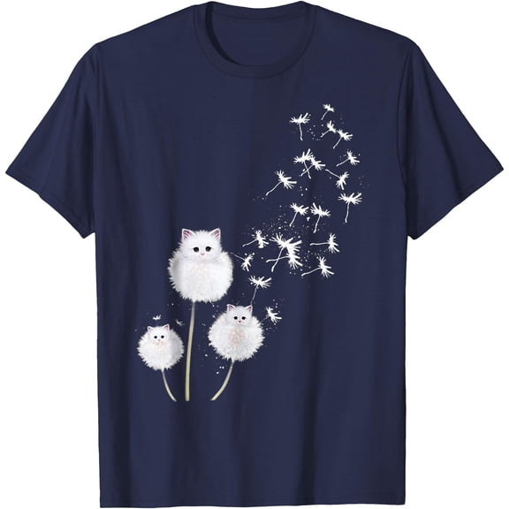 Cat Dandelion Flower Unisex T-Shirt for Men Women Kids Toddler