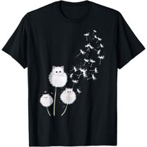 Cat Dandelion Flower Unisex T-Shirt for Men Women Kids Toddler