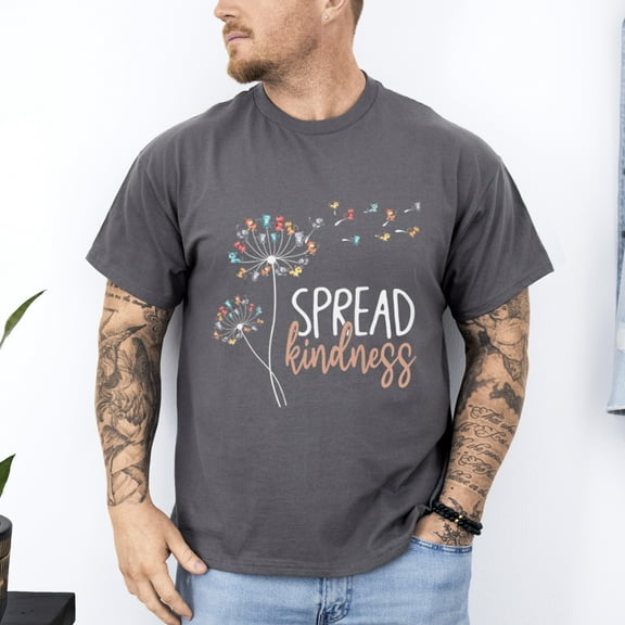 Cat Dandelion Spread Kindness Unisex Softstyle T-Shirt, Sweatshirt, Hoodie, for men & women, up to size 5XL.