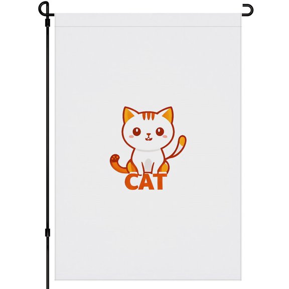 Cat Decor Kitten Washable Garden Flag for Lawn Backyard Garden Decoration, Versatile Cute Cat Garden Decor for Outdoor Durable Cartoon Style Fluffy Cat Camping Flags for Campsite 28x40in