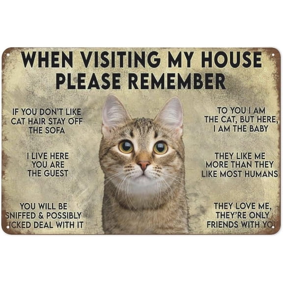 Cat Decor Vintage Metal Signs When Visiting My House Please Remember Retro Tin Sign Printing Poster Bar Restaurant Cafes Home Wall Decoration Plaque 128 Inch