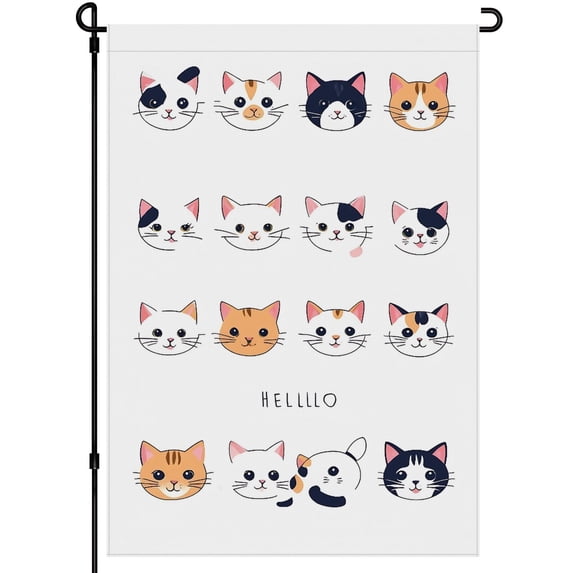 Cat Decor Washable Flags Kitten Double-Side Outdoor Garden Decor Versatile Cartoon Style Cute Cats Fluffy Cat Garden Decoration Decoration for Patio Outdoor Yard Lawn (28x40inch)