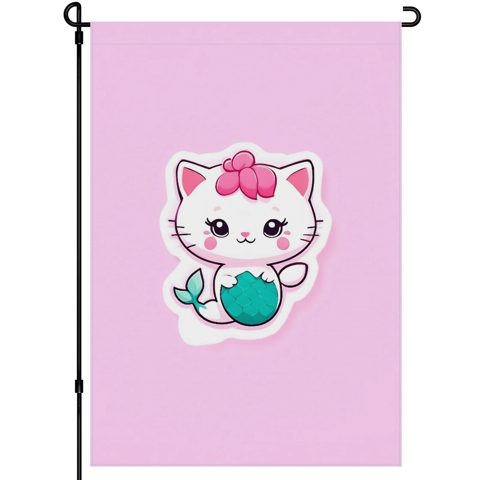 Cat Decor Yard Flag Double Colored Mermaid Sticker Camping Flags for Campsite Versatile Cartoon Style Camping Flag Deco for Patio Outdoor Backyard Farmhouse Yard (28x40inch)