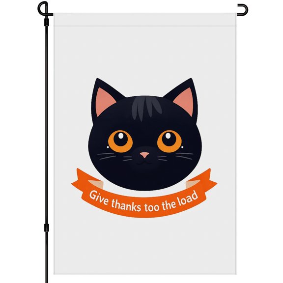 Cat Decoration Large Garden Flag Washable Kitten Fluffy Cat Black Cat Camping Flag 28x40inch - Versatile Cartoon Style Garden Decor for Outdoor Deco for Garden Porch Balcony