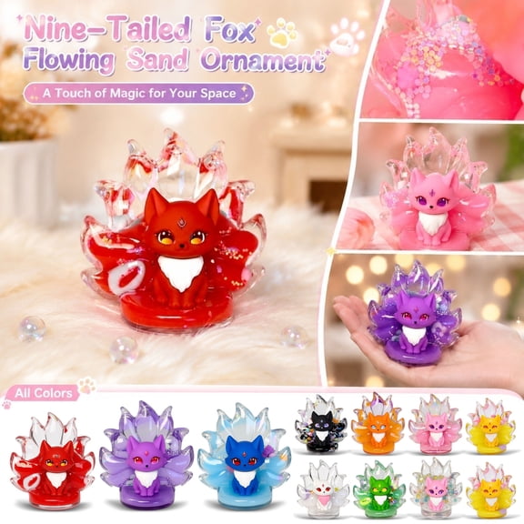 Cat Decorations, Kawaii Room Decor, Cat Decor for Cat Lovers, Iridescent Beads, 4.5X4.5 Inch Pink Ornament with Shimmering Multi-Tail Acrylic Design for Tabletop Display