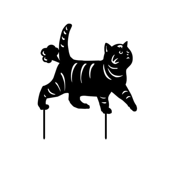 Cat Decorative Garden Stake Metal Cat Garden Statues Black Cats Silhouette for Yard Outdoor Decor Lawn Ornaments
