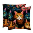 Cat Decorative Pillows Covers Set of 2 Unique Patterns, 16x16, 18x18
