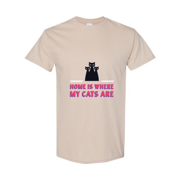 Cat Design Home Is Where My Cats Are Funny Pet Lover Owner Cute Quote Art T-Shirt, for men & women, up to size 5XL