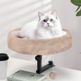 thumbnail image 1 of Cat Desk Bed - Supports up to 44 lbs, Soft Faux Fur Fabric, 360°Rotating & Height Adjustable, Desk Cat Nest Bed Modern Indoor Cat Furniture for Home Office Desks, Game Tables, Island Table, Brown, 1 of 9