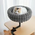 thumbnail image 1 of Cat Desk Bed, 360° Rotating and Adjustable Pet Bed, with Soft Mat, Stylish Indoor Cat Nest for Workstations and Game Tables, Grey, 1 of 9
