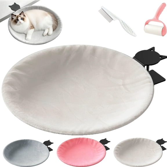 Cat Desk Bed Adjustable Hammock with Steel Clamp, Removable & Washable, Comfortable Rabbit Fur, Hanging Cat Bed for Office Desk, Game Table, Supports 50 lbs