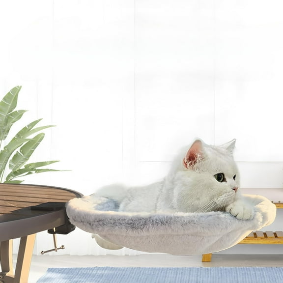 JOPOY Cat Desk Bed - Hammock & Adjustable Shelf Bed, Soft Faux Fur, Modern Cat Furniture