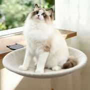 iFaveorr Cat Desk Bed, Window Desk Cat Hammock Bed, Sturdy Anti-Slip Base Hanging Cat Perch, Large Space Soft Fluffy Cat Bed Holds Up to 45 Lbs for Desktop Table