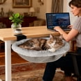 thumbnail image 1 of Cat Desk Bed – Supports Up to 50 lbs, 18"x18"Removable Machine-Washable Plush Cover, Comfortable Cat Perch for Indoor, Space-Saving Foldable Design Cat Bed for Gaming Desks, Home Office, 1 of 8