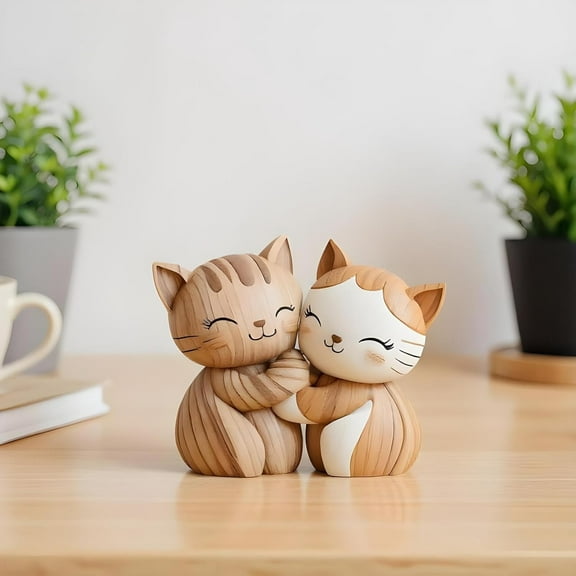 Cat Desk Decor under $5! Cagogo Wooden Cat Desk Decor, 2D Cat Wall Art for Home, Pet Lover Gift Idea, Animal Themed Home Decor, Living Room Bedroom Bookshelf Decoration